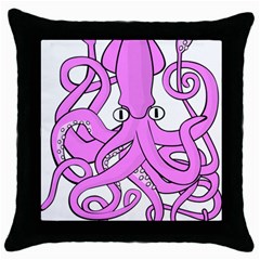 Squid Octopus Animal Throw Pillow Case (black) by Bajindul