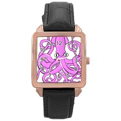 Squid Octopus Animal Rose Gold Leather Watch  by Bajindul