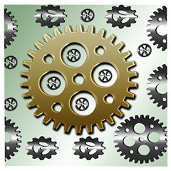 Gear Background Sprocket Wooden Puzzle Square