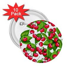 Cherry Leaf Fruit Summer 2 25  Buttons (10 Pack) 