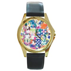 Colorful crayons                              Round Gold Metal Watch