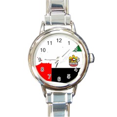 Borders Country Flag Geography Map Round Italian Charm Watch by Sapixe