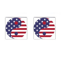 Yang Yin America Flag Abstract Cufflinks (square) by Sapixe