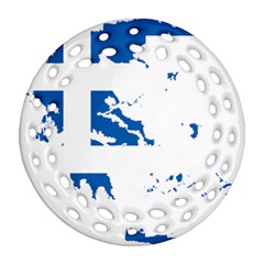 Greece Country Europe Flag Borders Round Filigree Ornament (two Sides) by Sapixe