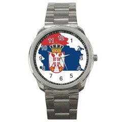 Serbia Country Europe Flag Borders Sport Metal Watch by Sapixe
