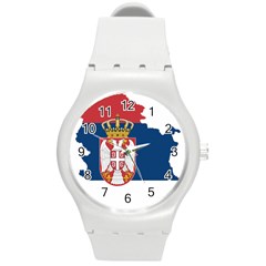 Serbia Country Europe Flag Borders Round Plastic Sport Watch (m) by Sapixe