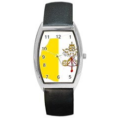 Vatican City Country Europe Flag Barrel Style Metal Watch by Sapixe