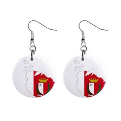 Malta Country Europe Flag Borders Mini Button Earrings by Sapixe