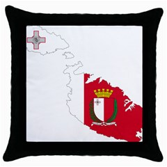 Malta Country Europe Flag Borders Throw Pillow Case (black) by Sapixe