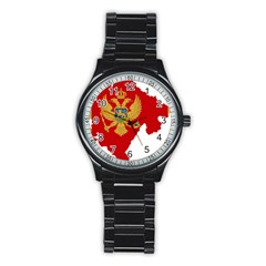 Montenegro Country Europe Flag Stainless Steel Round Watch by Sapixe