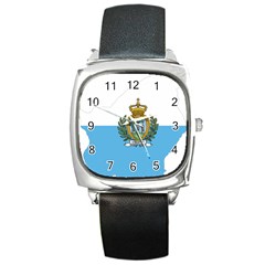 San Marino Country Europe Flag Square Metal Watch by Sapixe