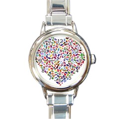 Heart Flags Countries United Unity Round Italian Charm Watch by Sapixe