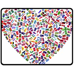 Heart Flags Countries United Unity Double Sided Fleece Blanket (medium)  by Sapixe