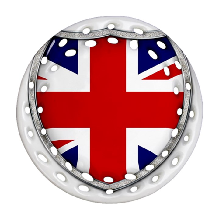 Flag Union Jack Uk British Symbol Ornament (Round Filigree)