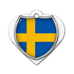 Flag Sweden Country Swedish Symbol Dog Tag Heart (one Side) by Sapixe