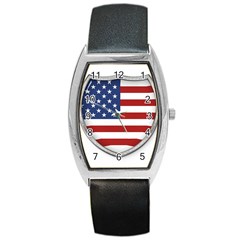 Flag Usa America American National Barrel Style Metal Watch by Sapixe