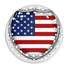 Flag Usa America American National Ornament (round Filigree) by Sapixe