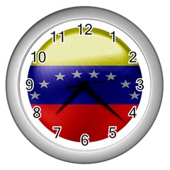 Venezuela Flag Country Nation Wall Clock (silver)