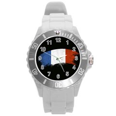 Flag France Flags French Country Round Plastic Sport Watch (l) by Sapixe