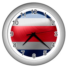 Costa Rica Flag Country Symbol Wall Clock (silver)