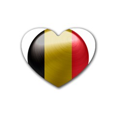 Belgium Flag Country Europe Rubber Coaster (heart)  by Sapixe