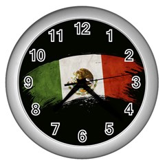 Flag Mexico Country National Wall Clock (silver)