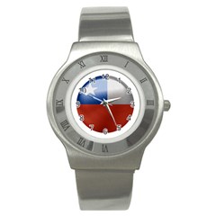 Chile Flag Country Chilean Stainless Steel Watch by Sapixe