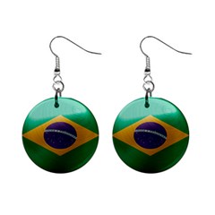 Brazil Flag Country Symbol Mini Button Earrings