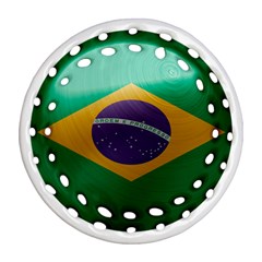 Brazil Flag Country Symbol Round Filigree Ornament (two Sides) by Sapixe