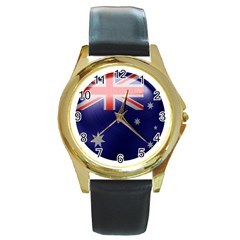 Australia Flag Country National Round Gold Metal Watch