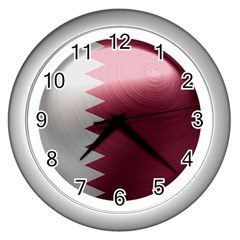 Qatar Flag Country Nation National Wall Clock (silver)