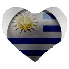 Uruguay Flag Country Symbol Nation Large 19  Premium Flano Heart Shape Cushions