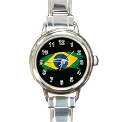 Flag Brazil Country Symbol Round Italian Charm Watch by Sapixe