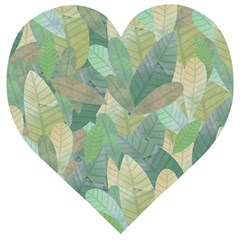 Watercolor Leaves Pattern Wooden Puzzle Heart