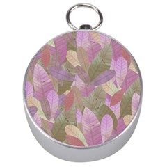 Watercolor Leaves Pattern Silver Compasses by Valentinaart