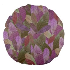 Watercolor Leaves Pattern Large 18  Premium Flano Round Cushions by Valentinaart