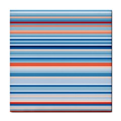 Blue And Coral Stripe 2 Tile Coaster