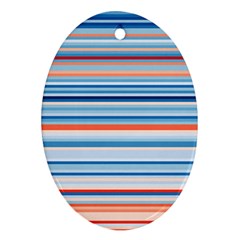 Blue And Coral Stripe 2 Ornament (Oval)