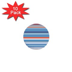 Blue And Coral Stripe 2 1  Mini Buttons (10 Pack)  by dressshop