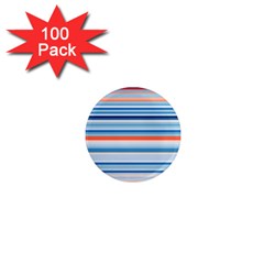 Blue And Coral Stripe 2 1  Mini Magnets (100 pack) 