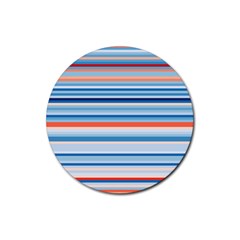 Blue And Coral Stripe 2 Rubber Coaster (Round) 