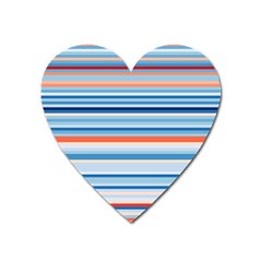 Blue And Coral Stripe 2 Heart Magnet