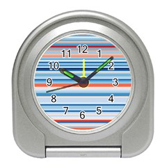 Blue And Coral Stripe 2 Travel Alarm Clock