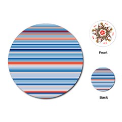 Blue And Coral Stripe 2 Playing Cards Single Design (Round)