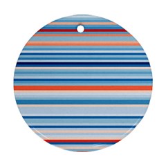 Blue And Coral Stripe 2 Round Ornament (Two Sides)