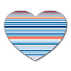 Blue And Coral Stripe 2 Heart Mousepads