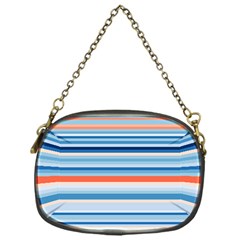Blue And Coral Stripe 2 Chain Purse (One Side)