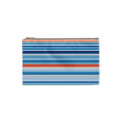 Blue And Coral Stripe 2 Cosmetic Bag (Small)