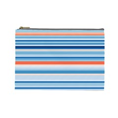 Blue And Coral Stripe 2 Cosmetic Bag (Large)