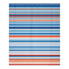 Blue And Coral Stripe 2 Shower Curtain 60  x 72  (Medium) 